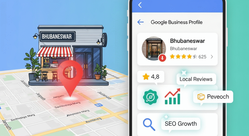 Bhubaneswar business appearing on Google Maps with optimized Google Business Profile for Local SEO and digital marketing in Odisha