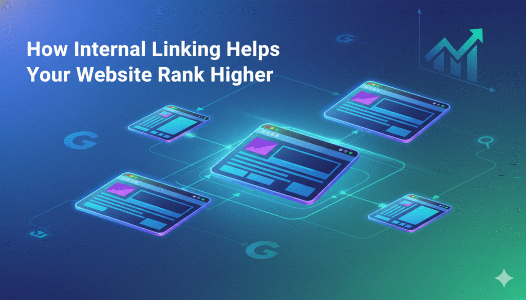 Illustration showing interconnected website pages demonstrating the concept of internal linking for SEO.
