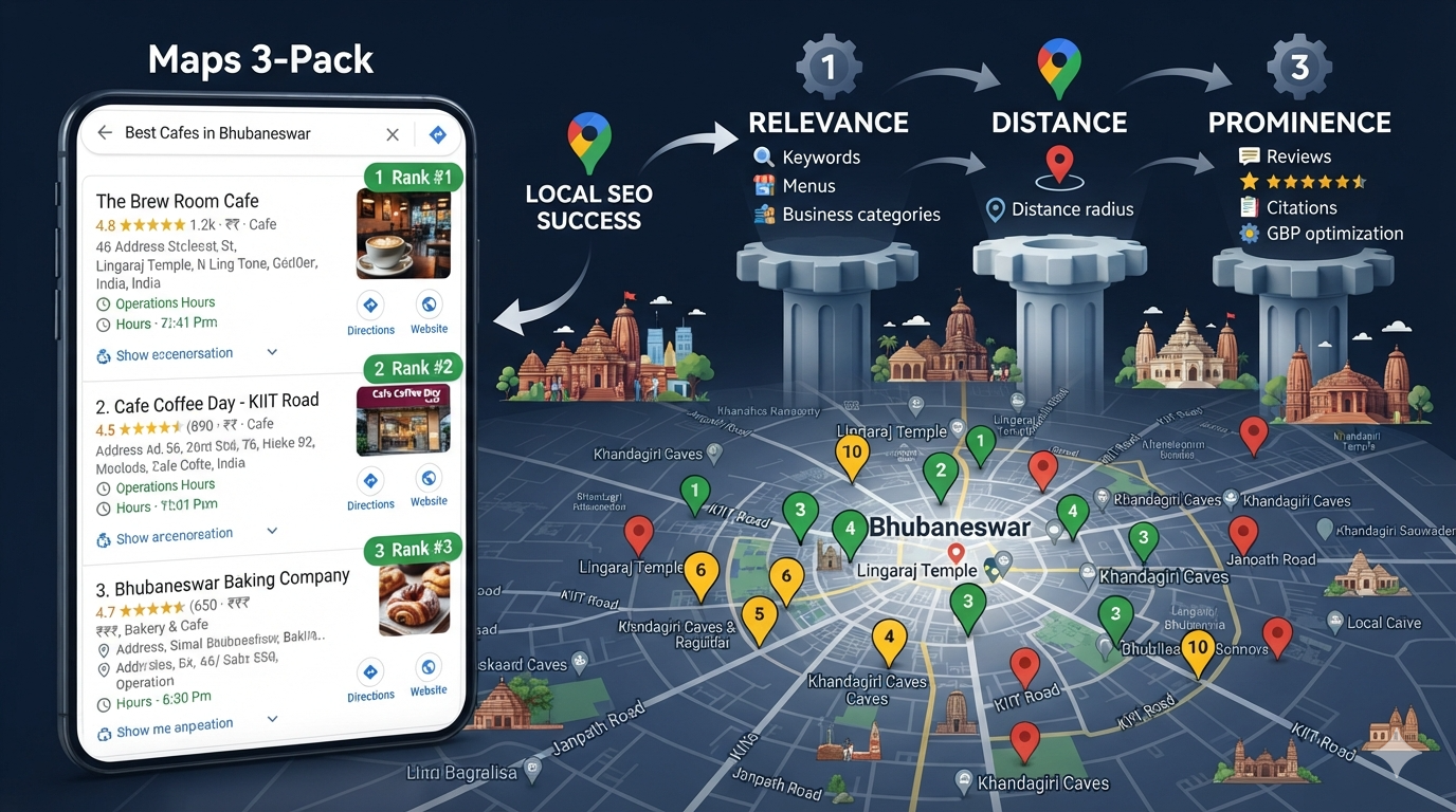 How Google Maps Algorithm Works for Local Businesses in Bhubaneswar 2026 | Prominds Digital