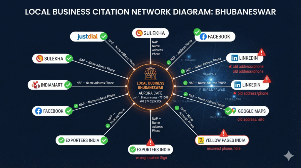 How to build local citations for your business in Bhubaneswar 2026 — Prominds Digital complete guide to NAP consistency Indian business directories and local citation building for better Google Maps ranking in Odisha